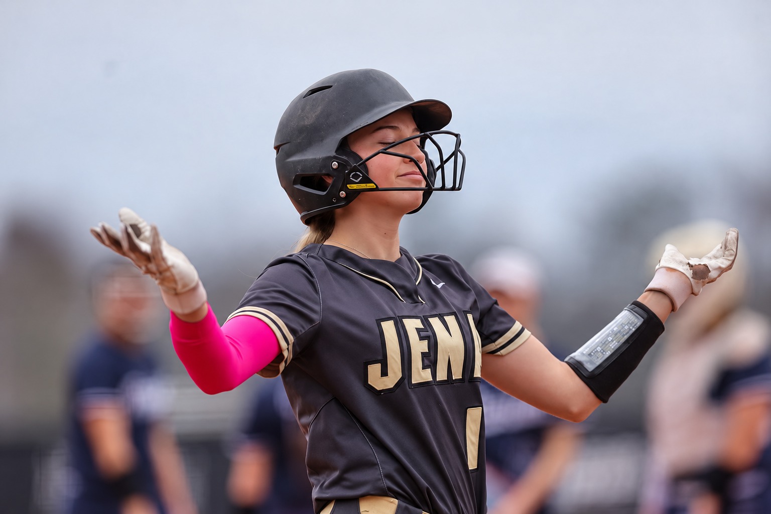 Jena softball player on the field at Bayou Jamb